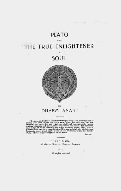 Plato and The True Enlightener of Soul Dr. Dharm Anant Singh Page 001